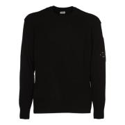 C.p. Company Svart Lamull Crew Neck Tröja Black, Herr