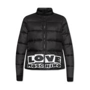 Love Moschino Kort Pufferjacka med Logotyptryck Black, Dam