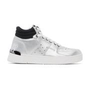 Versace Jeans Couture Silver Patent High Top Sneakers Gray, Herr