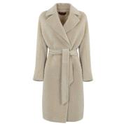 Max Mara Studio Bältad Alpacka Ullrock Beige, Dam