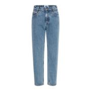 Ball Avslappnad passform Marble Wash Jeans Blue, Dam