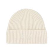 MC2 Saint Barth Stickad Beanie med Ikoniskt Logotyp White, Dam