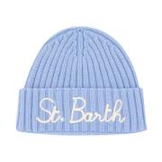 MC2 Saint Barth Stickad Beanie med Ikoniskt Logotyp Blue, Dam