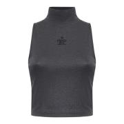 Fendi Grå Ribbstickad Tanktop Gray, Dam