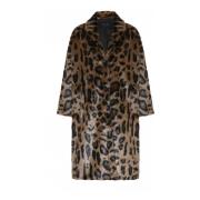 Etage Leopard Faux Fur Raglan Coat Jacka Brown, Dam