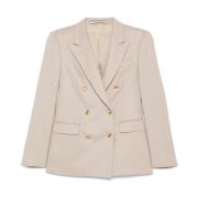 Tagliatore Beige Blazer med Peak Revers Beige, Dam