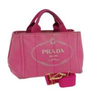 Prada Vintage Pre-owned Canvas handvskor Pink, Dam