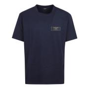 Balmain Blå Bomull Crew Neck T-Shirt Blue, Herr