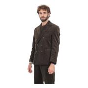 Selected Homme Brun Dubbelknäppt Blazer Ribbad Sammet Brown, Herr