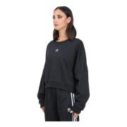 Adidas Originals Svart Essentials Crew Fleece Sweatshirt Black, Dam