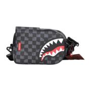 Sprayground Svart Crossbody Väska Shark Drip Check Multicolor, Herr