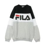 Fila Blockerad Crew Sweatshirt i Svart/Grå Multicolor, Herr