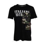 Dolce & Gabbana Svart kamouflage bomull T-shirt Black, Herr