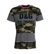 Dolce & Gabbana Camouflage Rund Hals Herr T-shirt Multicolor, Herr