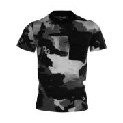 Dolce & Gabbana Camouflage Bomull T-shirt med rund hals Multicolor, He...