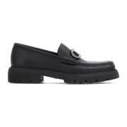 Salvatore Ferragamo Svarta platta loafers med Gancini-spänne Black, He...