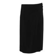 Alberta Ferretti Svart Midi Kjol med Draperad Detalj Black, Dam