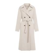 Yves Salomon Lyxig Trenchcoat i Neutral Beige, Dam