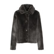 Yves Salomon Lyxig Faux Fur Shearling Jacka Gray, Dam