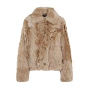 Yves Salomon Lyxig Faux Fur Shearling Jacka Brown, Dam