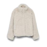 Vero Moda Faux Fur Short Jacket Outerwear Beige, Dam