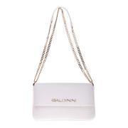 Baldinini Shoulder bag in white tumbled leather White, Dam