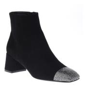 Baldinini Ankle boots in black suede with rhinestones Black, Dam