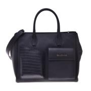 Baldinini Handbag in black leather with crocodile print Black, Dam