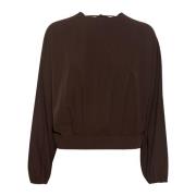 Gestuz Elegant Blus med Puffärmar Brown, Dam