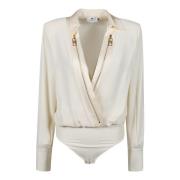 Elisabetta Franchi Stilren Bodysuit Skjorta Beige, Dam