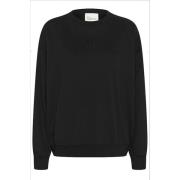 My Essential Wardrobe Broderad Logosweatshirt Svart Black, Dam