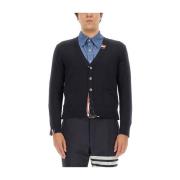 Thom Browne V-ringad Ull Cardigan för Män Blue, Herr