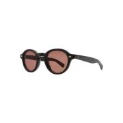 Garrett Leight Svarta Acetat Solglasögon med Röda Linser Black, Unisex