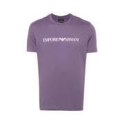 Armani Lavendel Logotyp Tryck Rund Hals T-shirt Purple, Herr