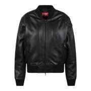 Diesel Oversized Läder Bomberjacka L-ilan Black, Dam