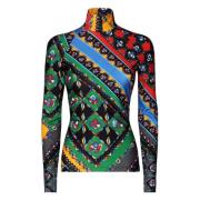 Emilio Pucci Multifärgad Turtleneck Stickad Tröja Multicolor, Dam