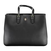 Tommy Hilfiger Black Polyurethane Handbag Black, Dam