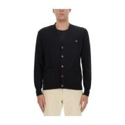 Vivienne Westwood Lyxig Logo Cardigan, Italienskt Design Black, Herr