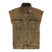 Dolce & Gabbana Denim Vest Jacket Gilet i Jeans Brown, Herr