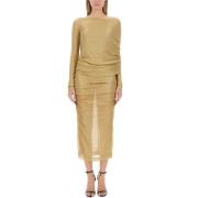 Dolce & Gabbana Elegant Midi Klänning Yellow, Dam