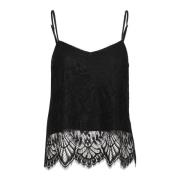 Gestuz Svart Spets Slip Top Blus Black, Dam