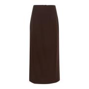 Gestuz Elegant Midi Kjol med Bakre Slits Brown, Dam