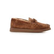 Alexander Hotto Brun Mocka Moccasin Sandaler med Rosett Brown, Dam