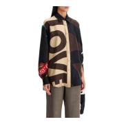 Moschino Silk Patchwork Skjorta med Oversized Volym Multicolor, Dam