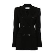 Sportmax Svart Ull Blazer Dubbelknäppt Jacka Black, Dam