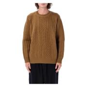 Comme des Garçons Kamel Kabelstickad Tröja Aw24 Brown, Herr