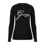 Guess Elegant mångsidig crewneck tröja Jblk Black, Dam