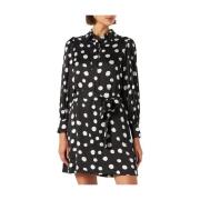 Pinko Avslappnad Satin Polka Dot Klänning Black, Dam