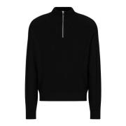 Armani Exchange Svart Dragkedja Pullover Ulltröja Black, Herr