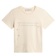 Golden Goose Vit Bomull T-shirt med Akvarelltryck Beige, Dam